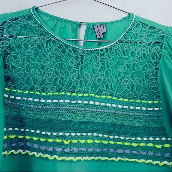 Anthropologie Bl^nk London Sunshine Peasant Lace Embroidery Vibrant Blouse Chic - Picture 3 of 15